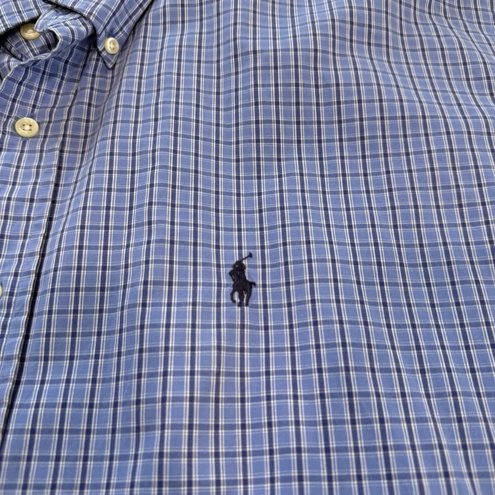 Polo Ralph Lauren Blue‎ Plaid Cotton Button Down Blake Shirt XL